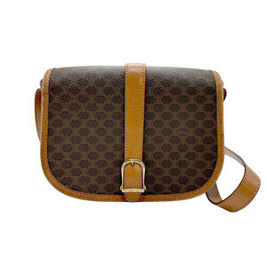 Celine Shoulder Bag Brown Macadam Coated Canvas